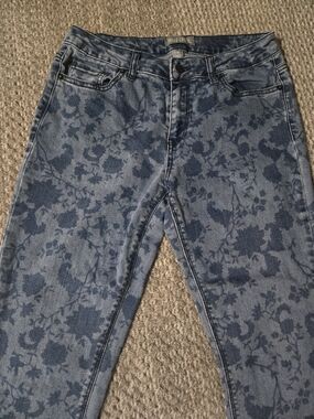 Falls Creek Blue Floral-Print Skinny Jeans